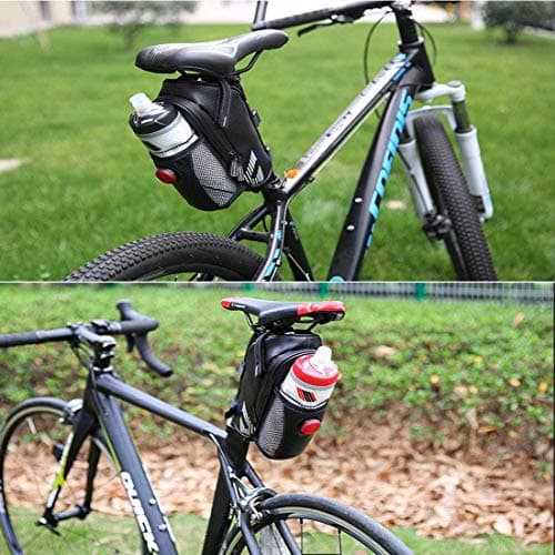 Sacoche de selle de vélo noire étanche de capacité 1,6 litre avec porte-bouteille