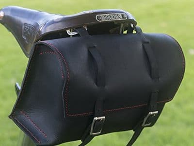 Sacoche de selle de vélo de taille XL London Craftwork  en cuir bordeaux au look vintage