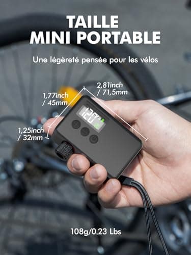 Pompe à vélo électrique portable compacte avec écran LED