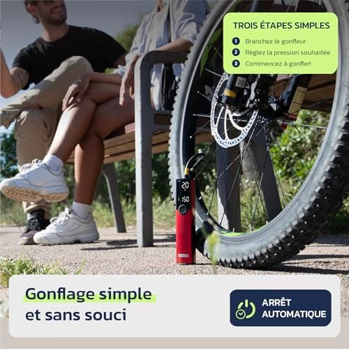 Pompe électrique portable pour vélo avec arrêt automatique