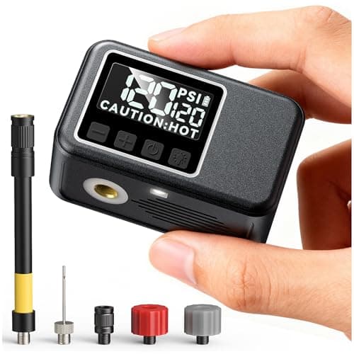 Ecliptron Pompe à Vélo Électrique, Pompe à Vélo Mini avec Manomètre, Pression Maximale de 120 Psi, Arrêt Automatique et Valves Presta et Schrader pour Vélos, VTT, Vélos de Course, Etc (Compact)