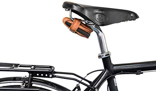 Mini sacoche de selle de vélo Gusti en cuir marron clair avec tannage végétal au look vintage