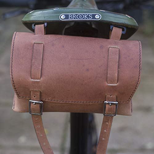 Sacoche de selle de vélo London Craftwork en cuir marron au look vintage