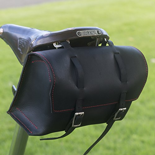 Sacoche de selle de vélo de taille XL London Craftwork en cuir bordeaux au look vintage